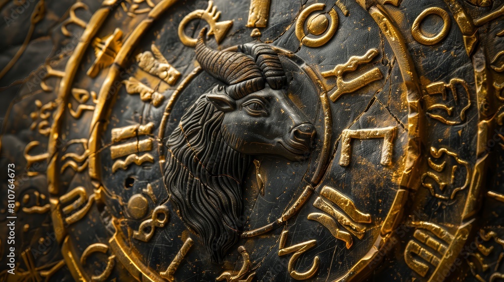 Bronze medal with Capricorn zodiac symbol.