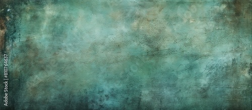 The grungy green texture has a wide and aged appearance with a faded blue pattern that adds character to design projects It features ample copy space for added creativity