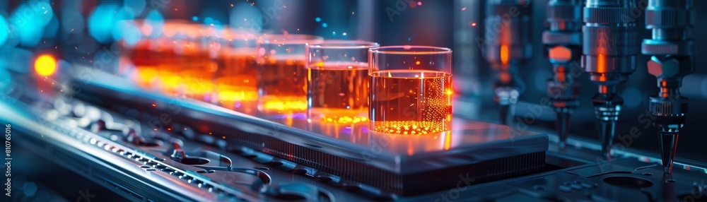 Closeup of a nextgen car battery made from cuttingedge nanomaterials, glowing with energy in a hightech laboratory setting 8K , high-resolution, ultra HD,up32K HD