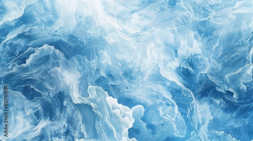 Abstract watercolor effect of snow waves in a blue frozen ocean  the swirling currents providing a mesmerizing  isolated background for text