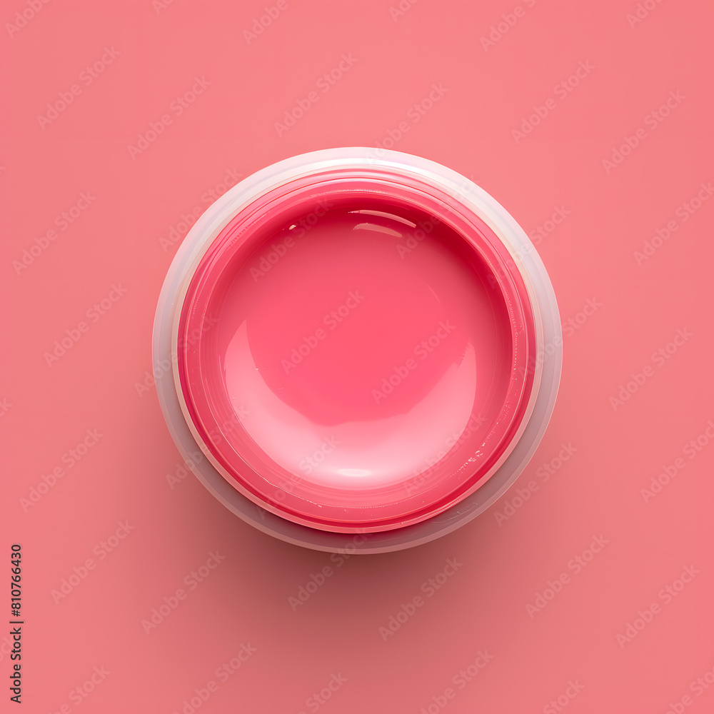 Pink glossy Lip balm pink top view, isolated on pink background Pink glossy Lip balm pink top view, isolated on pink background