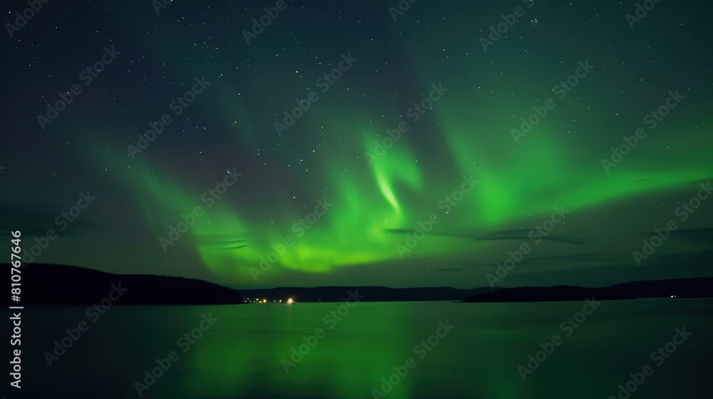 Aurora Archipelago Dreams, lights on sky in Lofoten islands. Generative Ai