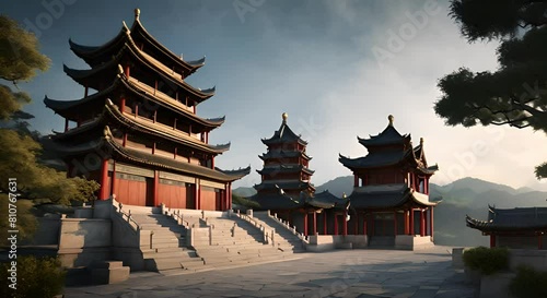 3d illustration of chinese ancient building architecture  photo