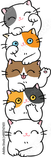 Cute Cartoon Cat Pile