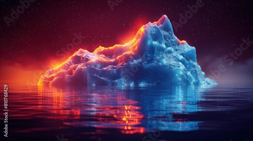 Abstract digital iceberg with effect photo
