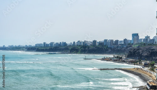 View of the Green coast of Lima at Miraflores district with view of the pacific ocean photo