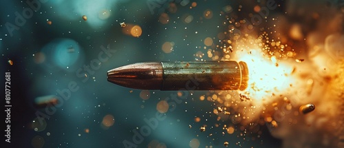 Closeup of a bullet exiting a gun 8K , high-resolution, ultra HD,up32K HD photo