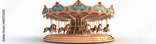 3D render clay style of a carousel isolated on a white background 8K , high-resolution, ultra HD,up32K HD