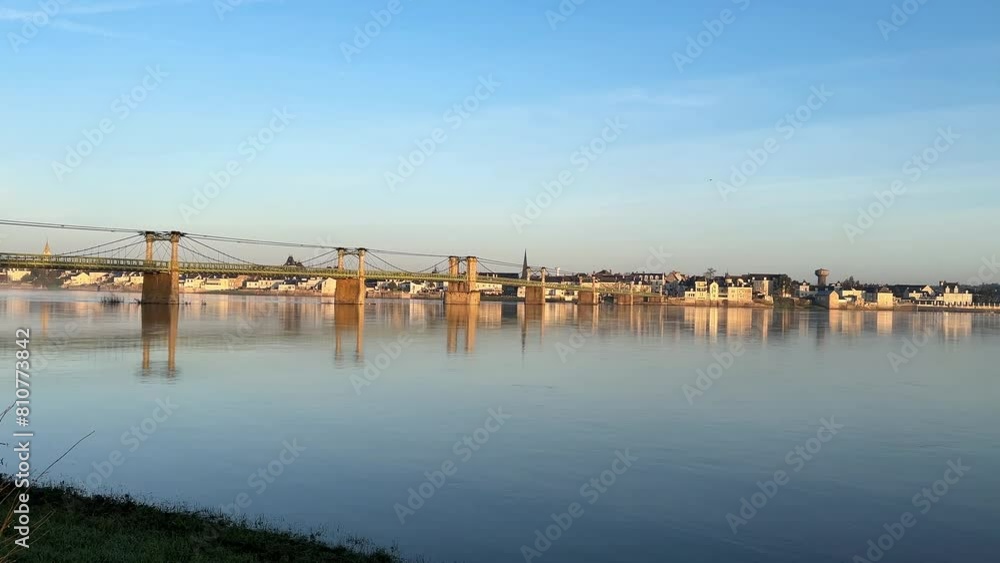 View across flooded River Loire moving very slowly View across flooded River Loire moving very slowly