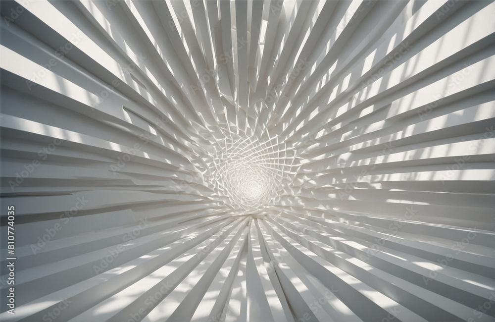 Obraz premium A white background is transformed into a mesmerizing display of geometric lights and shadows, Generative AI