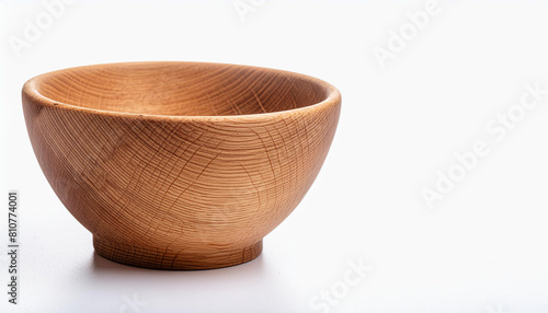 Bowl of wood insulated on a white background, copy space on a side © Giuseppe Cammino