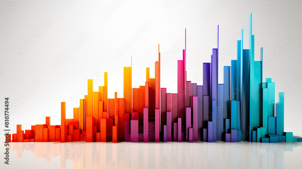 SALES GROWTH CHART, UP ARROW, 5 COLUMN, ON A WHITE BACKGROUND