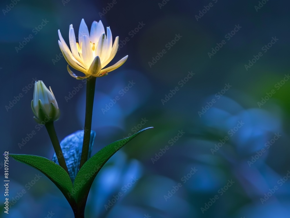 Serene water lily flower blooming in tranquil pond