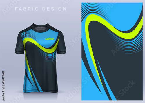 Fabric textile design for Sport t-shirt, Soccer jersey mockup for football club. uniform front view.	
