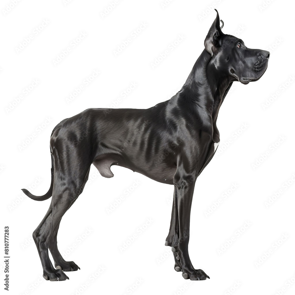 Great Dane towering and majestic, die-cut PNG style, isolated on white and transparent background