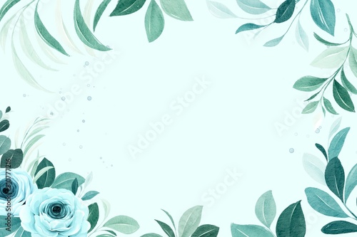 Banner with frame made of beautiful background. Springtime composition with copy space