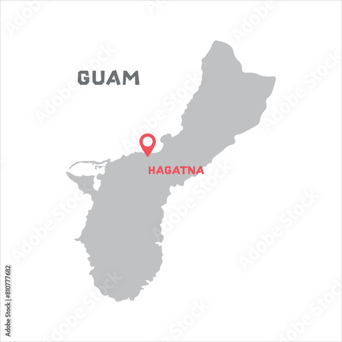 Guam vector map illustration, country map silhouette with mark the capital city of Guam inside. vector illustration design. Every country in the world is here