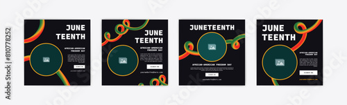 Juneteenth freedom day. Social media post template for Juneteenth day. Celebration freedom, emancipation day in 19 june, African-American history and heritage.