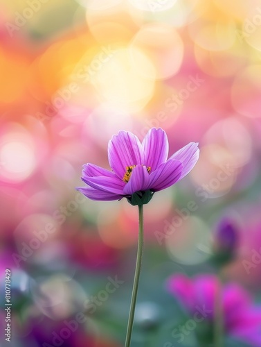 Vibrant purple flower in a blurred floral background