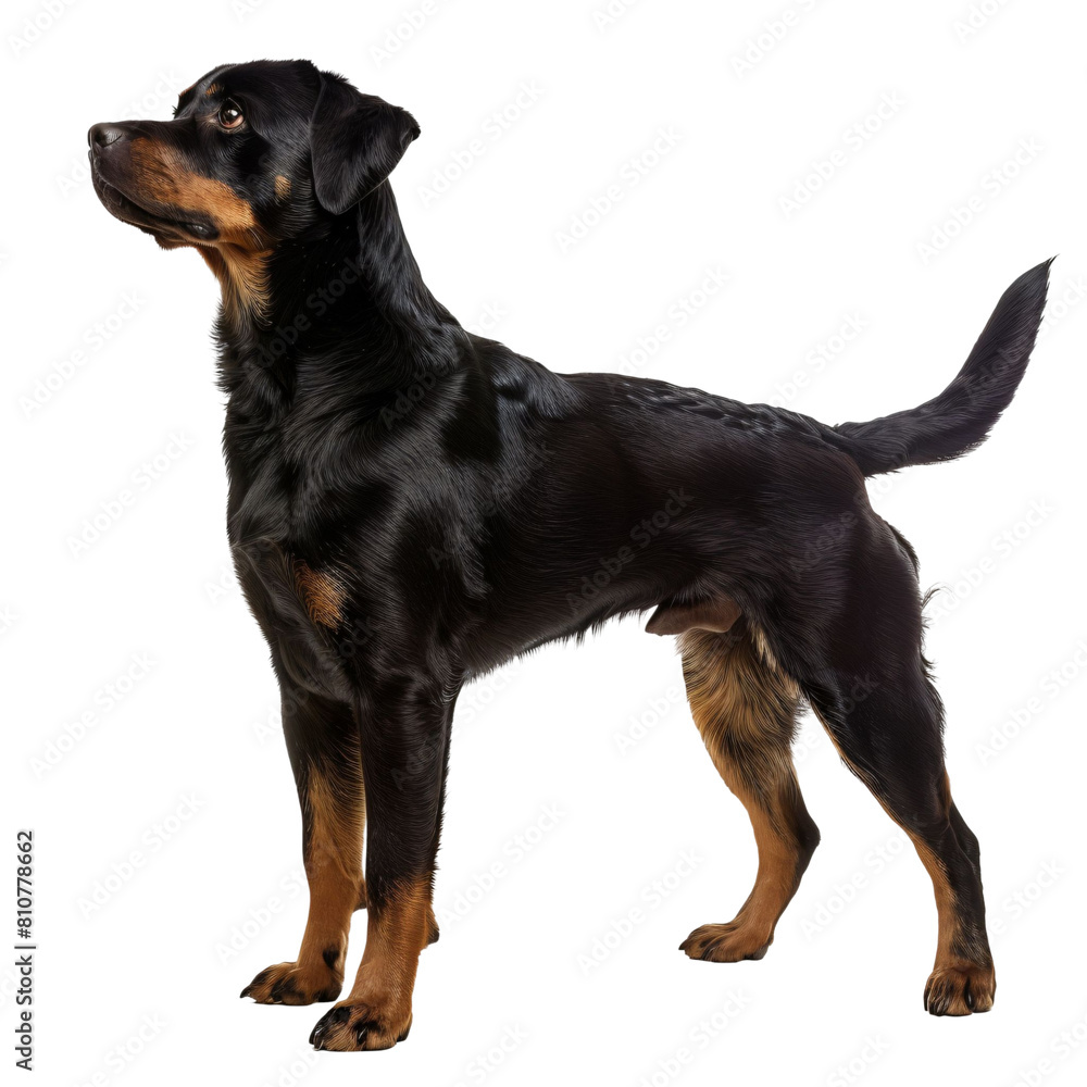 Rottweiler Standing Alert die cut PNG Style Isolated on White and Transparent Background Rottweiler Standing Alert die cut PNG Style Isolated on White and Transparent Background