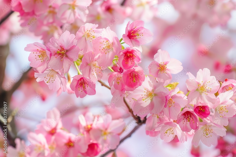 Blooming pink cherry blossoms in spring Blooming pink cherry blossoms in spring