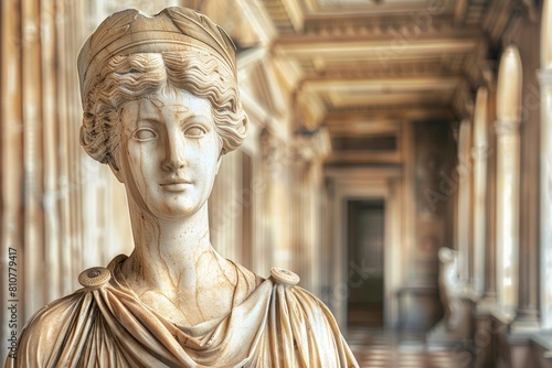 Elegant marble statue in a grand architectural setting photo