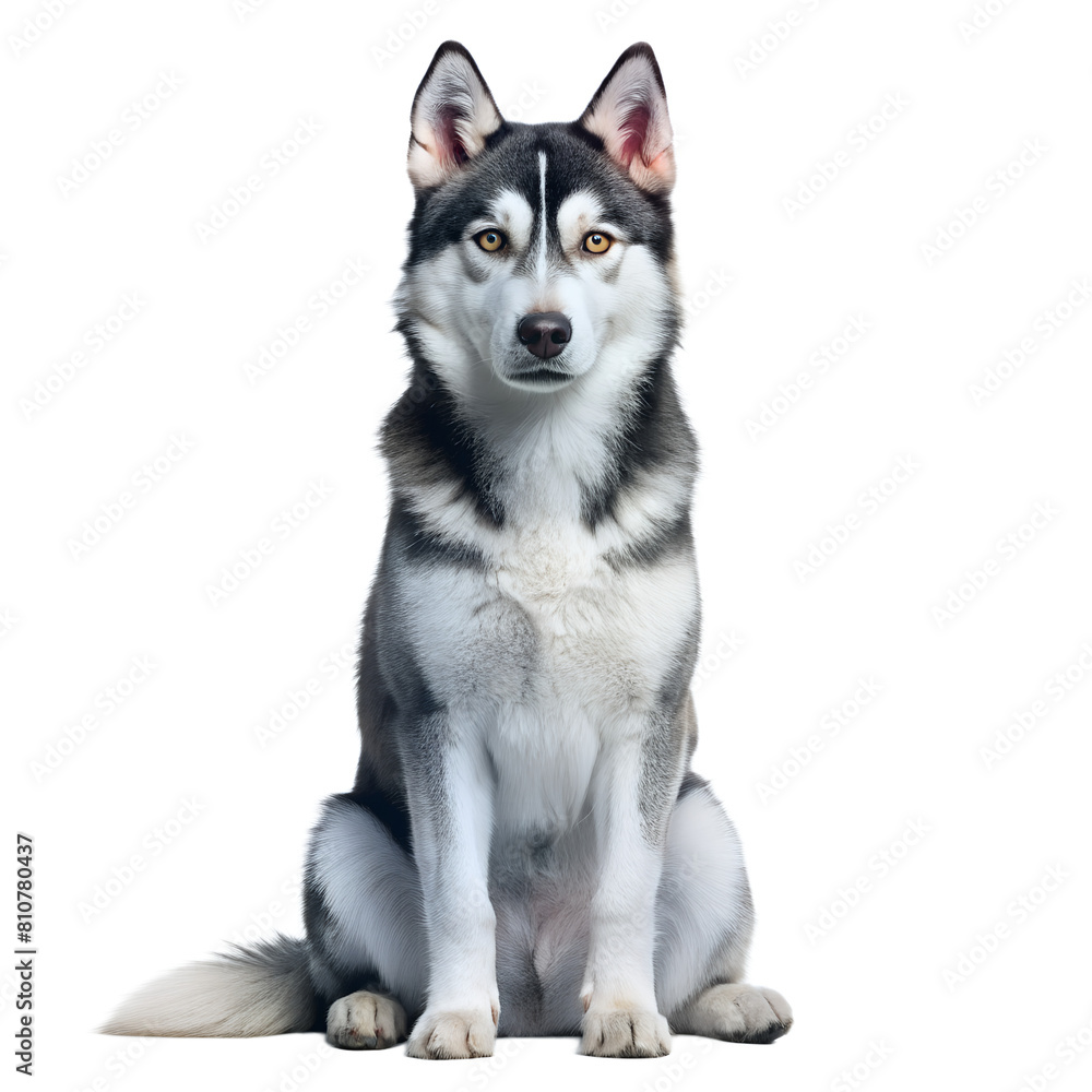 Alert Siberian Husky on White