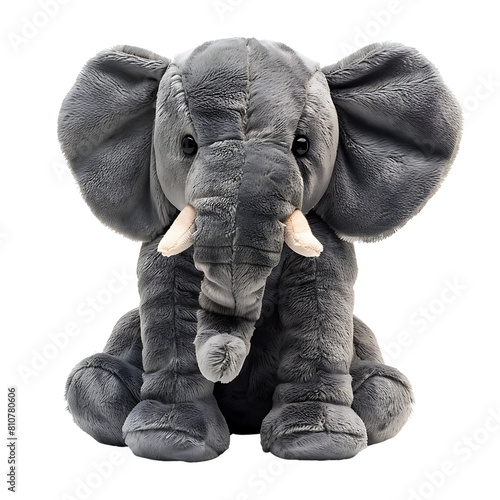 Baby elephant walking alone, elephant doll, isolated on transparent background.