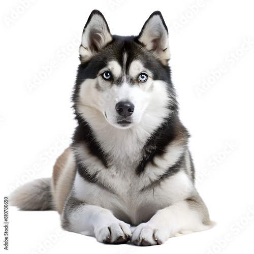 Alert Siberian Husky on White