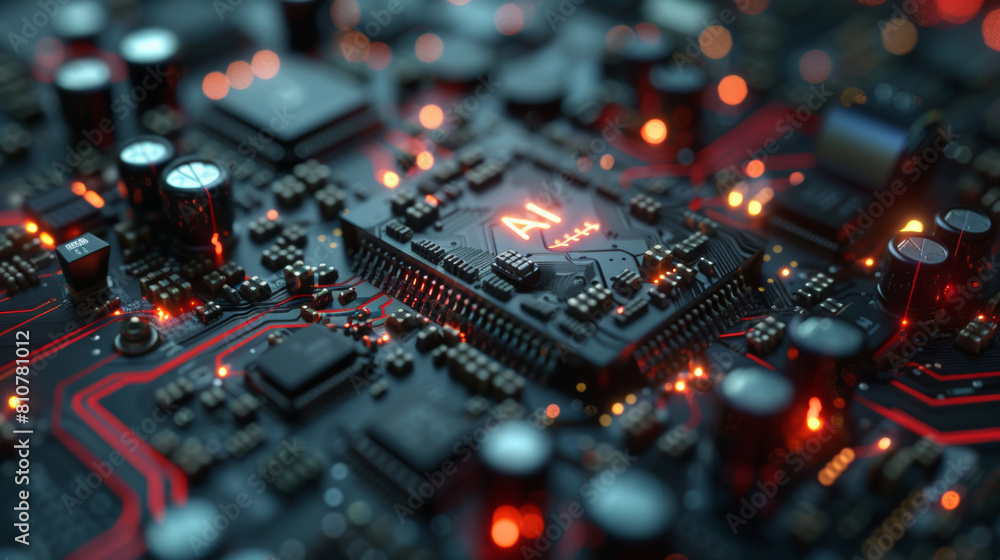 close up of Artificial Intelligance chip, CPU, GPU, technology background close up of Artificial Intelligance chip, CPU, GPU, technology background