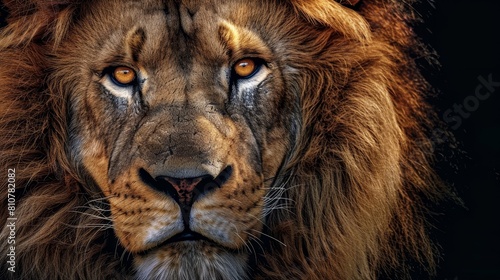 Powerful lion close-up portrait