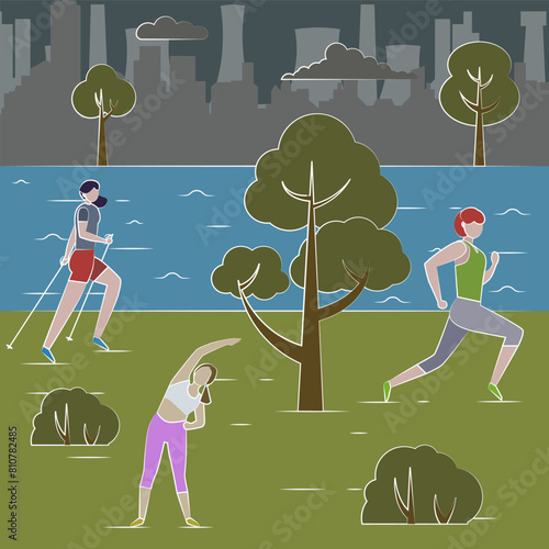 Playing sports on the street. Health sport. Doing sports every day.