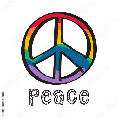 Peace sign in rainbow colors gay. Lesbian, LGBTQ. Support LGBTQ concept. 
LGBT pride month celebrations concept. Illustration, Poster, Vector, Background or wallpaper.