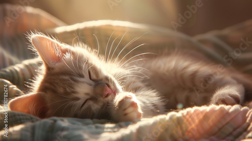Sweet Slumber  Sleepy Kitten Bathed in Sunlight