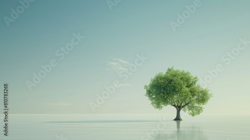 For World Environment Day a solitary tree stands out against a plain backdrop serving as a striking graphic element for decoration and design