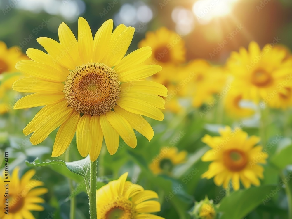 Obraz premium Vibrant yellow sunflowers in a field
