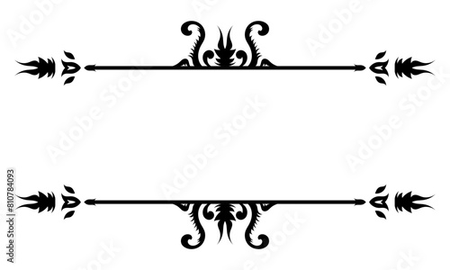 Vintage filigree frame and border element. Ornate ornament frame divider vector. Decorative line for page, template, poster, greeting card, wedding invitation, menu, certificate.