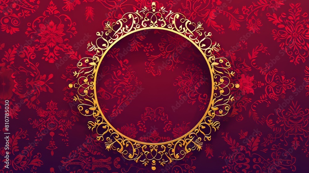 Modern floral ornament with lace pattern on a round frame. Modern floral ornament with lace pattern on a round frame.