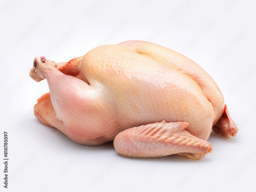 AI generated illustration of fresh raw chicken on a clean white background AI generated illustration of fresh raw chicken on a clean white background