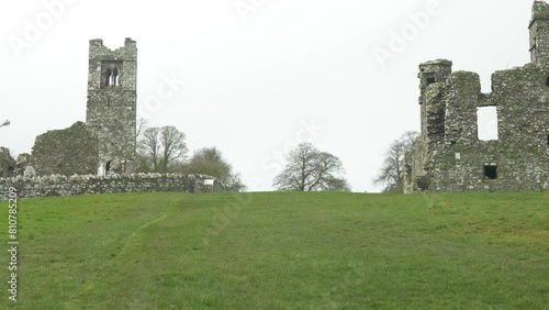 The Hill Of Slane With The Remains Of Franciscan Friary And Historical Landmarks In County Meath, Ireland. Wide Shot photo