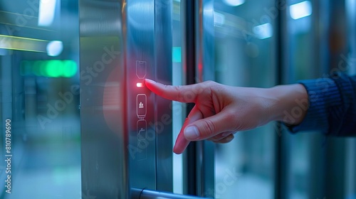 Employee accessing a restricted area of a corporate office using a biometric hand geometry reader