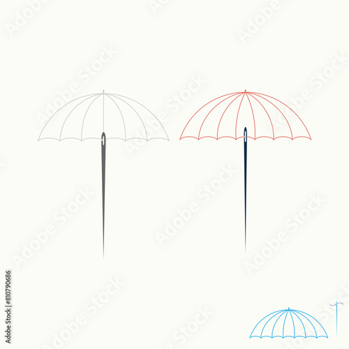 Logo design graphic creative concept premium vector stock unique abstract rain umbrella and sewing needle thread. Related weather convection industry