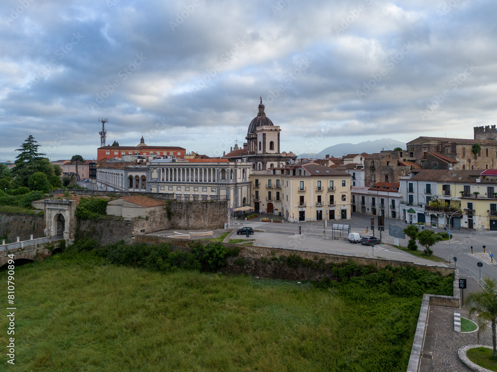 Aerial view of the medieval city of Capua in Caserta