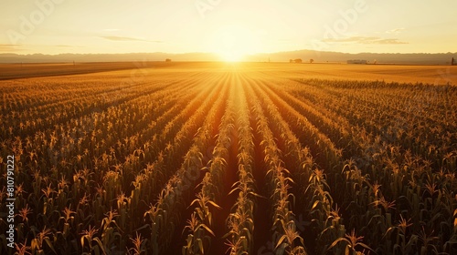 A corn yield at sunset