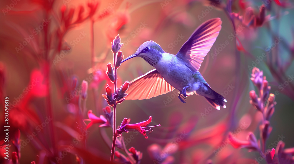 kolibri on torch flower in the flower exotic garden, kolibri on torch flower in the flower exotic garden,