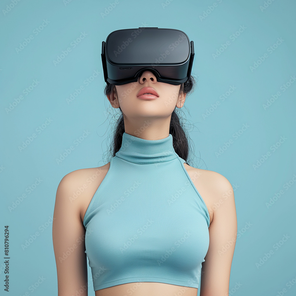 Future humans wearing a VR headset Future humans wearing a VR headset