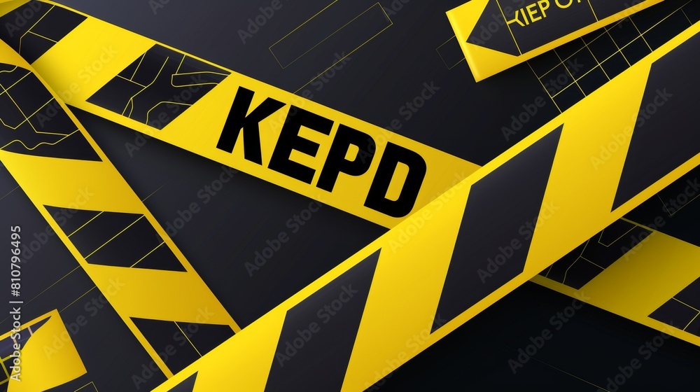 There are warning tapes over the construction areas with black and ...