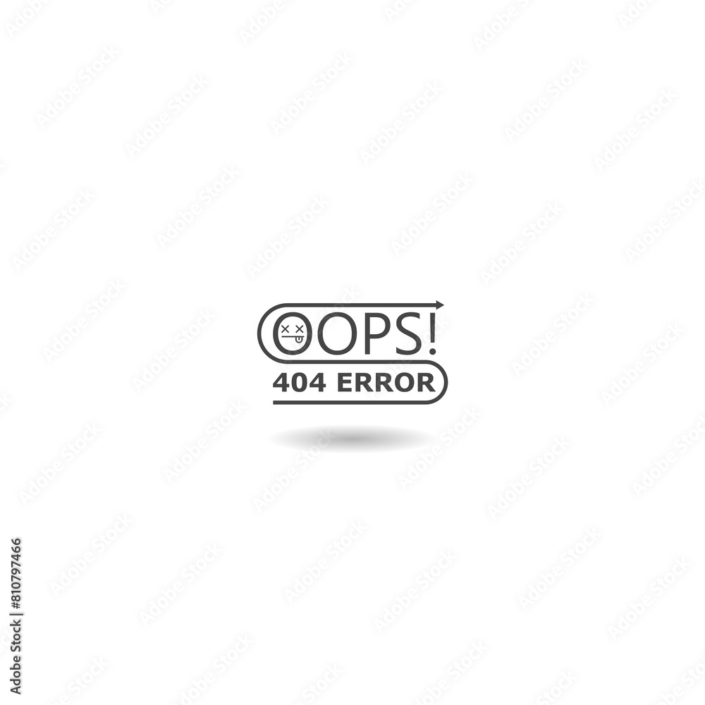 Oops 404 error icon with shadow Oops 404 error icon with shadow