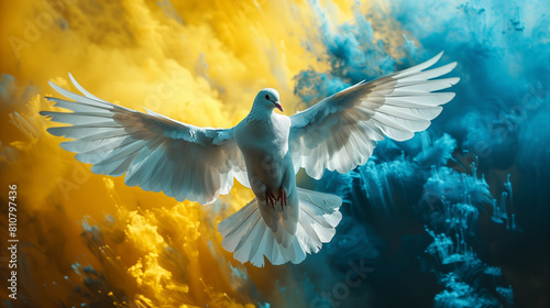Dove of peace in the colors of Ukraine