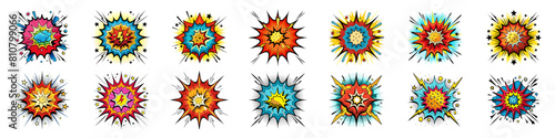 Comic explosion set. Cartoon style. Vector illustration.